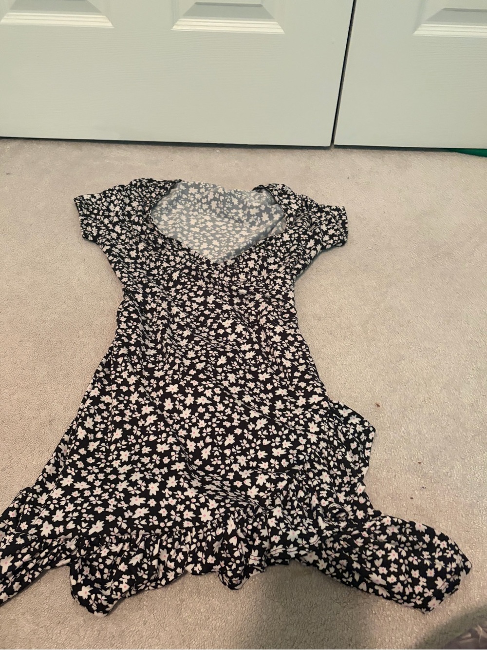 Rebel Sugar Black Floral Midi Wrap Dress